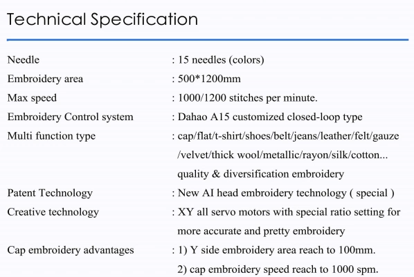 10 Years Warranty! Holiauma1 Head Tajima Type Embroidery Machine for Shoes Garment Hat Towel Leather Embroidery with Big Embroidery Area 500*1200 mm